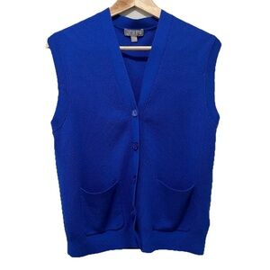 J.Crew Merino Wool Sweater Vest Small Royal Blue Preppy Polished Classic